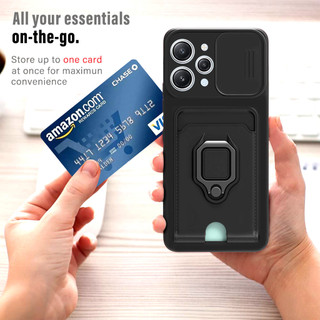 Dành Cho Redmi 12 4G / 5G Ốp Lưng 4 Trong 1 Trượt Camera Bao Đựng Thẻ Đứng Vuông Freebie Dây Chống Sốc Chống Rơi Mỏng Mềm TPU Cover
