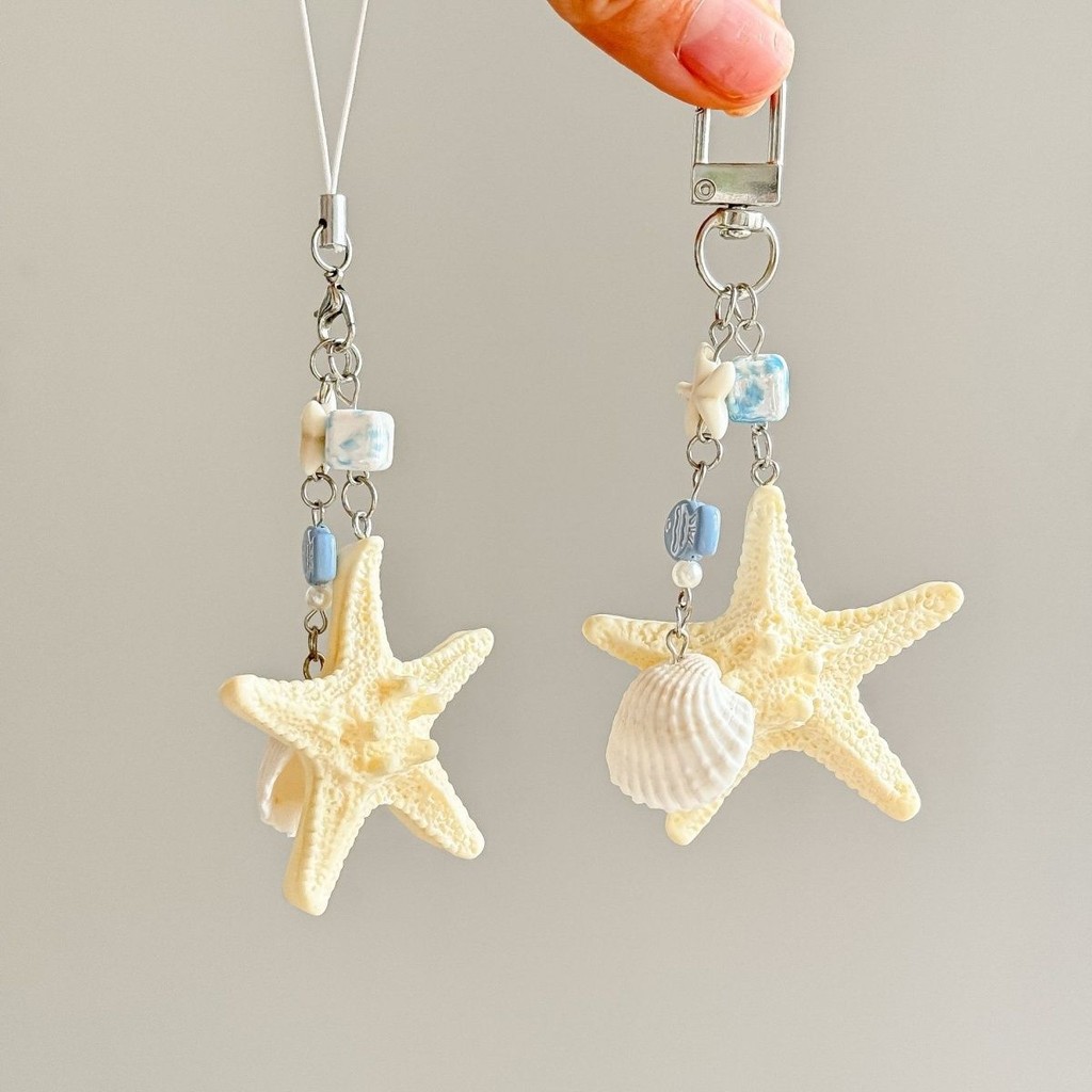 Cửa hàng bán chạy!!!Phụ kiện điện thoại di động [Ocean Series] Vỏ đại dương Sao biển Móc khóa Mặt dây chuyền túi đi học Mặt dây chuyền điện thoại di động Mặt dây chuyền phong cách đảo Điện thoại di động đa năng