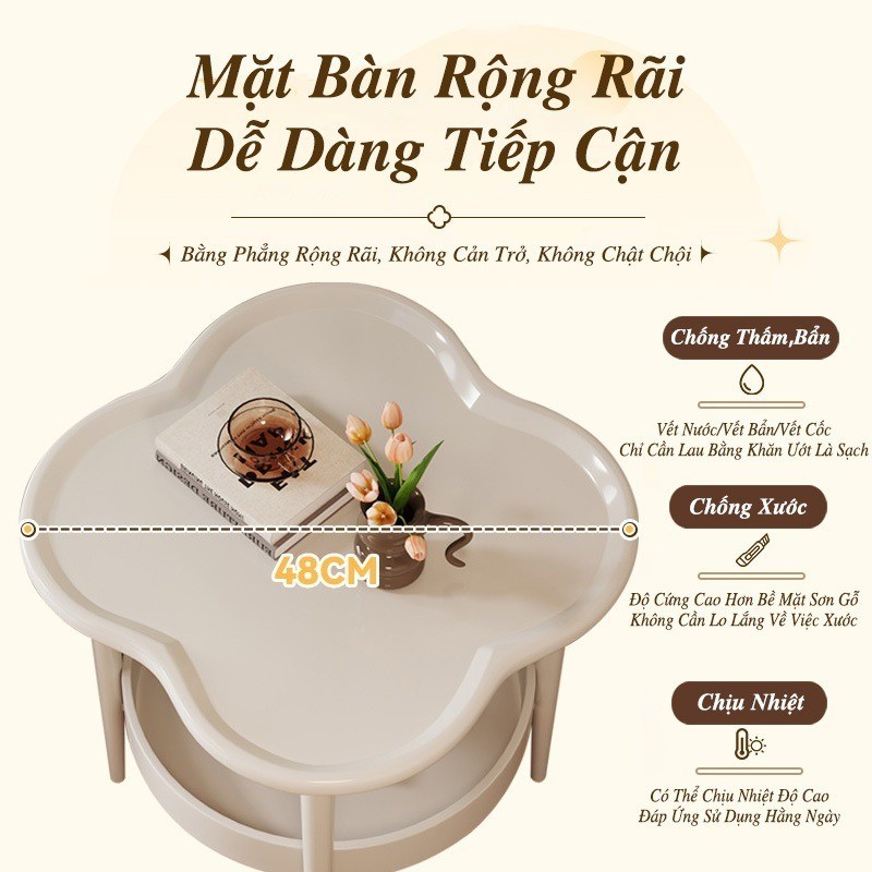 Bàn Trà Trang Trí Phòng Khách Hình Cỏ 4 Lá, Bàn Đầu Giường Phòng Ngủ Decor Phong Cách Bắc Âu DINO