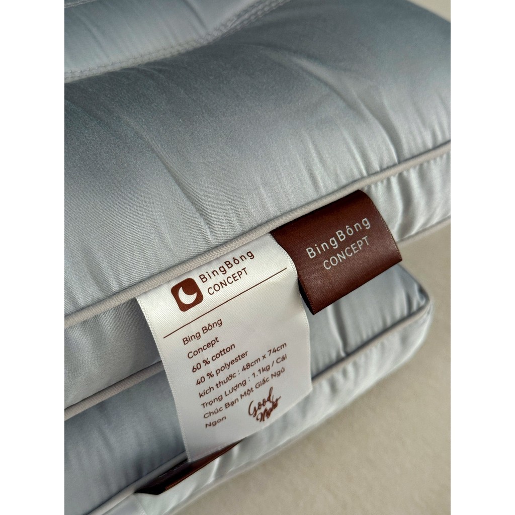(RG602) Ruột Gối Bing Bông Mặt Vải Lụa Satin Kích Thước 48x74 Cm Thiết Kế Lõm Maxta Êm Ái - MemMinBedding