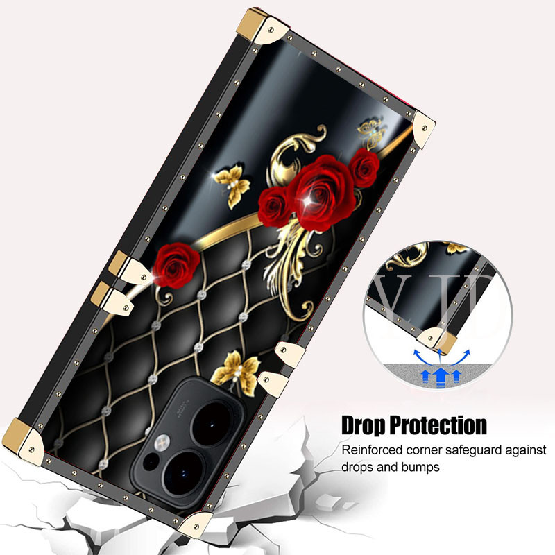 Ốp YJD Cho OPPO Reno14 F Reno14F Sang Trọng Nhiều Màu Sắc Hoa Tay Dây Cạnh Thẳng Chống Rơi Vỏ Điện Thoại