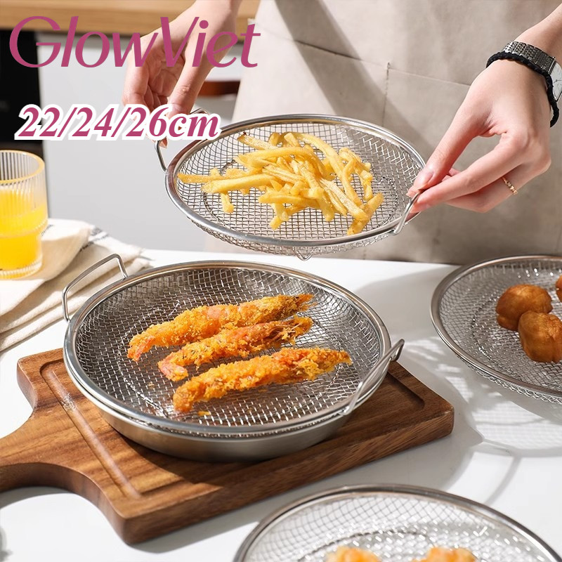 Set Khay Vỉ Lọc Dầu Inox 201 - Chống Gỉ, Ráo Dầu Hiệu Quả, Dùng Cho Lò Nướng & Nồi Chiên