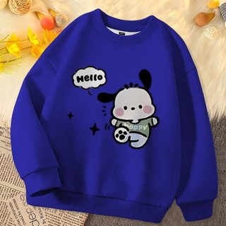 Pochacco Chó Hoạt Hình Trẻ Em Áo Cổ Tròn Dài Tay Dễ Thương Chó Con Chui Đầu Ấm Áp Mùa Đông Thường Ngày Trang Phục