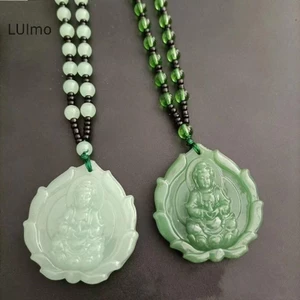 LUImo Mặt Dây Chuyền Hình Phật Bà Quan Âm Ngọc Xanh - Trang Sức Phong Cách Trung Hoa, May Mắn Cho Nam Và Nữ