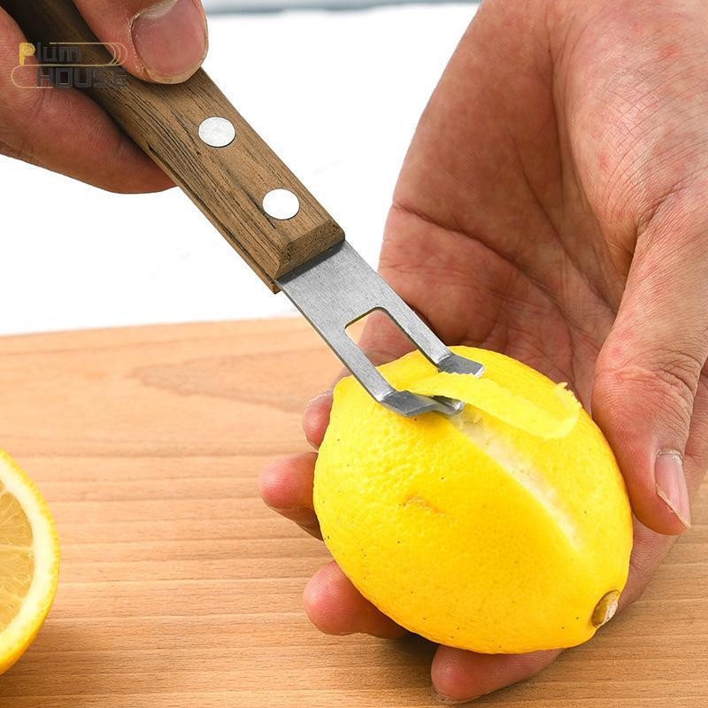 PlumHOUSE 1 Máy gọt vỏ chanh bằng thép không gỉ Dụng cụ gọt vỏ trái cây chống ăn mòn Thân thiện với môi trường Tay cầm gỗ chống rỉ Dụng cụ nhà bếp Dao gọt vỏ VN