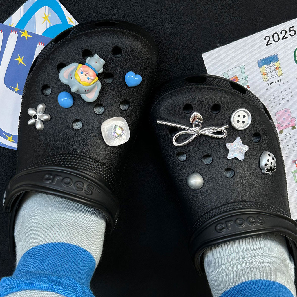 POP MART Phụ Kiện Dễ Thương Voi Xám Cho Crocs, Có Thể Tháo Rời, Cảm Giác Cao Cấp, Kèm Hoa