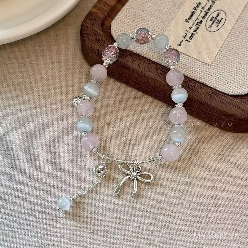 Vòng Tay Nữ Opal Nơ Trái Tim Đính Hạt Cao Cấp, Phong Cách Thời Trang Mới Nhất