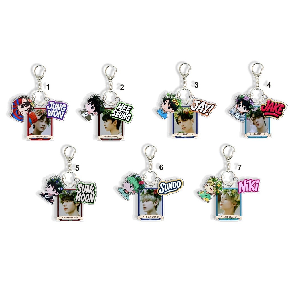 EN ROMANCE UNTOLD Daydream Móc khóa Acrylic trong suốt JUNGWON HEESEUNG Móc khóa JAY Trâm cài Móc chìa khóa JAKE SUNOO NI-KI Treo nhẫn chìa khóa thần tượng YM