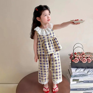 Bộ bé gái mùa hè không tay công chúa - Áo sát nách ren phối váy quần lửng 2 món dễ thương