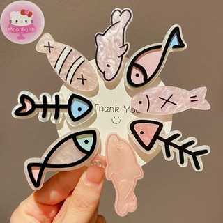 Moonlights Nhật Bản Dễ Thương Cá Nhỏ Xương Kẹp Tóc Bé Gái Nổ Kẹp Gãy Sinh Viên Oril Vui Nhộn Kẹp Tóc Mũ EN