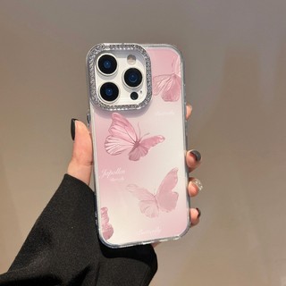 Ốp Điện Thoại Kim Cương Hoa Bướm Hồng Bling Cho OPPO Reno 14 13 12 11 10 8 7 6 5 Pro Reno 14F 13F 12F 11F 8T 4 4G 5G Ốp Lưng Mềm Chống Sốc Trong Suốt