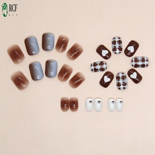 Móng tay giả ngắn dễ thương in hình trái tim quyến rũ thoải mái khi đeo móng tay để mua sắm hẹn hò du lịch
