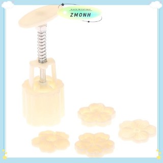 ZMONH 4 Cái / bộ Khuôn Bánh Trung Thu Hoa Anh Đào Hoa Họa Tiết Tem Tay Bấm Khuôn Pít Tông Bánh Ngọt Dụng Cụ