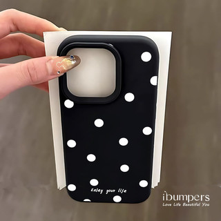 Ibumpers Thẩm Mỹ Đơn Giản Ốp lưng Chấm Bi Họa Tiết Cho iPhone 11 12 13 14 15 16 17 Pro Max Ốp Lưng Silicon Lỏng