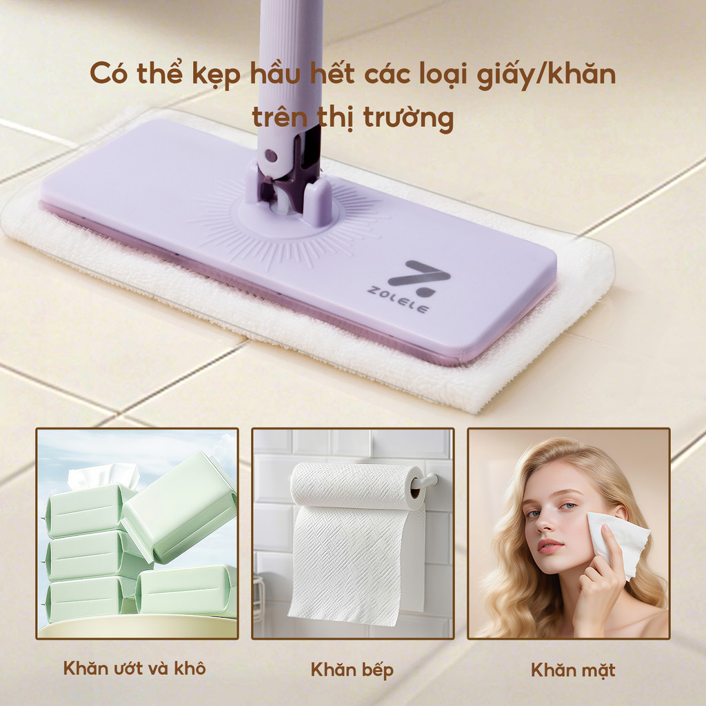 Cây lau kẹp khăn đa năng, cây lau nhà lười dài bàn lau 25cm dùng 1 lần lau bụi mịn DM03 Zolele | BigBuy360 - bigbuy360.vn