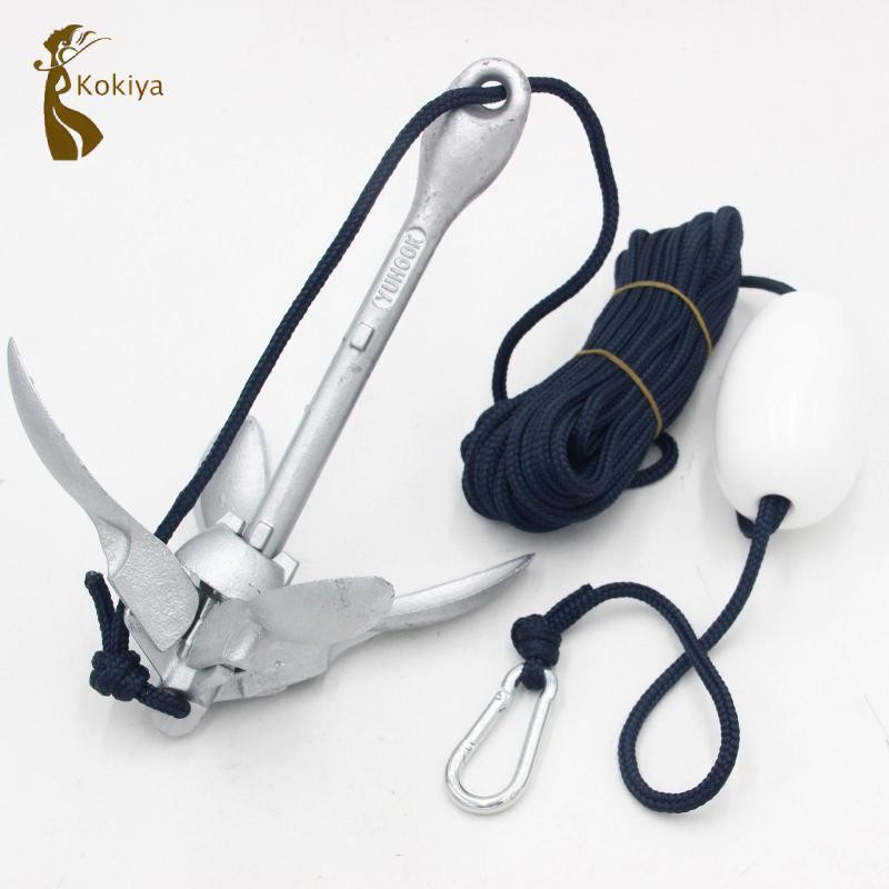3.5lb Thuyền Neo Gấp Grapnel Neo Bộ Chống Rỉ Mạ Kẽm Với 12 Mét Dây Cho Câu Cá Kayak Phụ Kiện