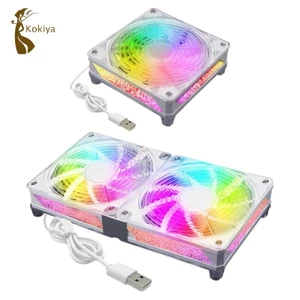Kokiya USB Quạt tản nhiệt Quạt máy tính 5V Dễ dàng lắp đặt Máy tính làm mát 12cm yên tĩnh cho bồn rửa CPU Tản nhiệt PC Khung gầm