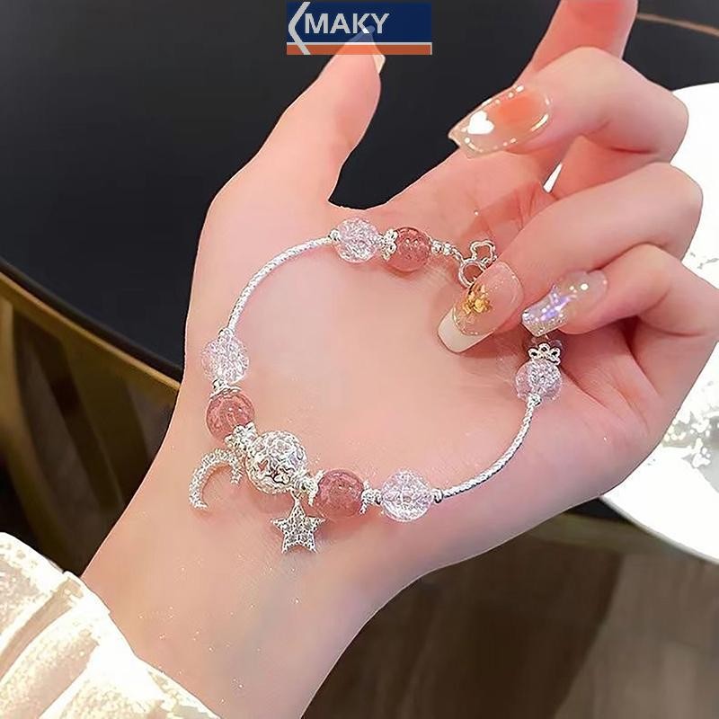 Onetimingcool Thời Trang Ngọt Ngào Pha Lê Đính Hạt Vòng Tay Cho Bé Gái Ngôi Sao Mặt Trăng Mặt Dây Chuyền Vòng Tay Trang Sức Phụ Kiện Tình Bạn Quà Tặng VN