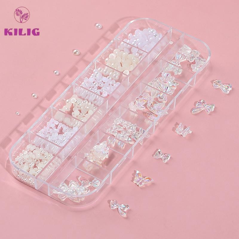 Cửa Hàng Tốt Nhất 1 Hộp DIY Móng Tay Nghệ Thuật Trang Trí 3D Ngọc Trai Kim Cương Giả Hoa Hồng Pha Lê Móng Tay Khoan Cho Làm Móng Tay Thiết Kế Phụ Kiện Mới