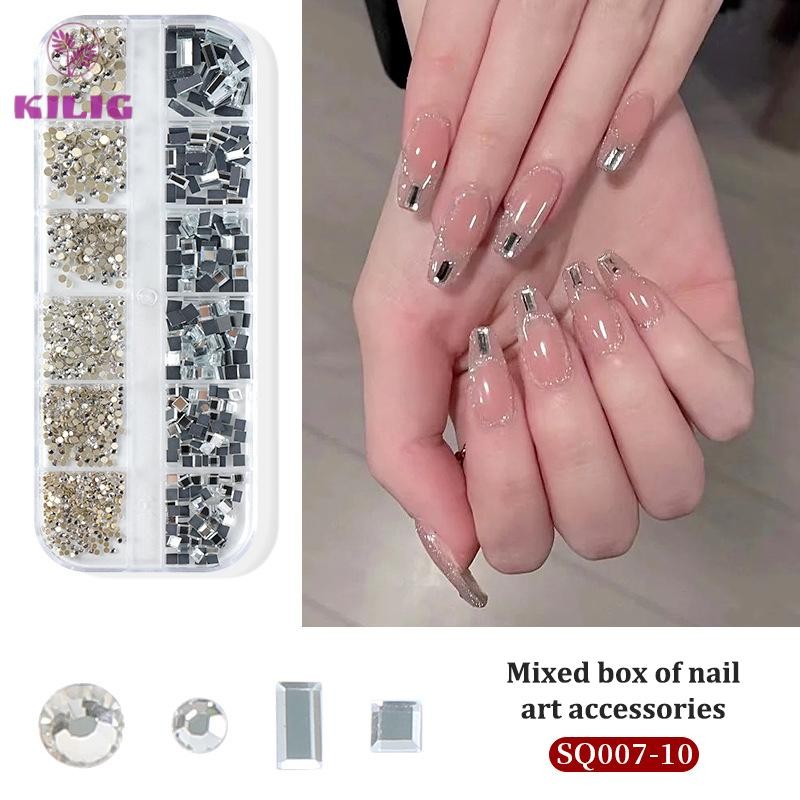 Cửa Hàng Tốt Nhất 1 Hộp DIY Móng Tay Nghệ Thuật Trang Trí 3D Ngọc Trai Kim Cương Giả Hoa Hồng Pha Lê Móng Tay Khoan Cho Làm Móng Tay Thiết Kế Phụ Kiện Mới