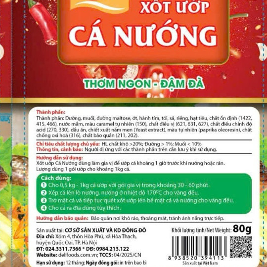 Combo Xốt ướp cá nướng Deli Foods 80g – Gia vị nêm sẵn tiện lợi, đậm vị tự nhiên, ngon chuẩn vị