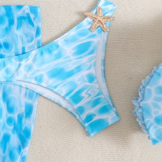 Đồ Bơi 2026 Châu Âu Mỹ Vàng Phụ Kiện Bikini Ba Mảnh Gợi Cảm In Ống Top Đồ Bơi Nữ