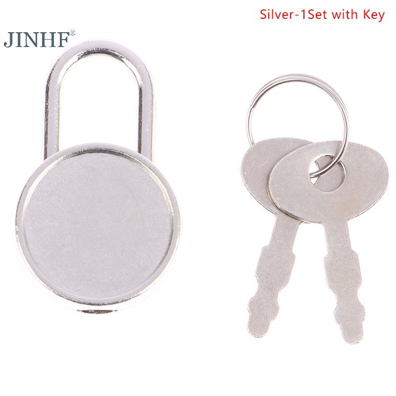 JINHF Bộ 1 ổ khóa mini tròn màu kim cương kèm chìa, dùng cho hành lý, hộp trang sức, vali, nhật ký HOT