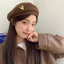 Mũ beret nữ gấu nhỏ, handmade, tim gold,... nón nồi màu nâu phong cách Hàn Quốc trẻ trung - MD289