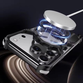 [JLK] Ốp Điện Thoại Đế Dạ Quang Kim Loại Từ Tính Cho iPhone 16e 17Air 17 14 13 15 Plus 16 Pro Max Nhôm Không Vành Ốp Lưng