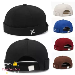 Mũ vòm cổ điển TOPTOOLCX, Mũ Docker không vành màu trơn bằng vải Cotton, Mũ beanie dưa kiểu giặt có thể điều chỉnh ngoài trời mùa đông