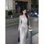 Áo thun dài tay ren kim cương phong cách Hot Girl có dây xuyên thấu Slim-Fit Phiên bản mỏng hơn mùa hè