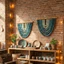 THEGIRL8B Đính cườm treo tường, Mặt dây chuyền treo tường lấy cảm hứng tự nhiên bằng gỗ, Mặt dây chuyền trang trí nghệ thuật hạt xanh dần dần theo phong cách thủ công độc đáo Lối vào