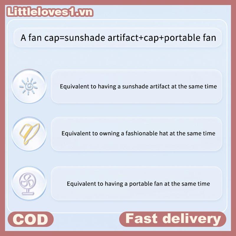 Littleloves1 Mũ ngoài trời nam có quạt bảng điều khiển năng lượng mặt trời Vành rộng chống tia cực tím Mũ chống nắng để làm vườn và câu cá VN