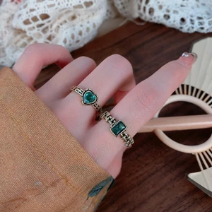 Mới Phong Cách Trung Quốc Tình Yêu Nhẫn Zircon Nữ Văn Học Retro Nhẫn Độc Đáo Niche Retro Đau Khổ Tất Cả Trận Đấu Chỉ Số Nhẫn Hợp Thời Trang