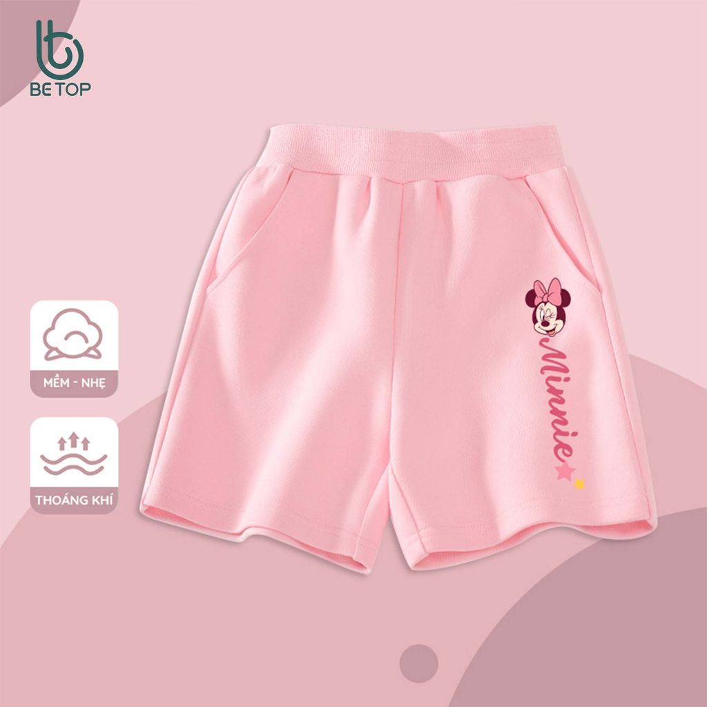 Quần Short Bé Gái Disney BETOP Mẫu Mới 2026, Quần Đùi Nỉ Da Cá Dáng Thể Thao Cực Xinh 12-45kg