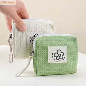 Ví đựng tiền xu OUSXA, Túi đựng băng vệ sinh hoa đa năng, Túi đựng đồ nhỏ dung tích lớn dành cho nữ bé gái