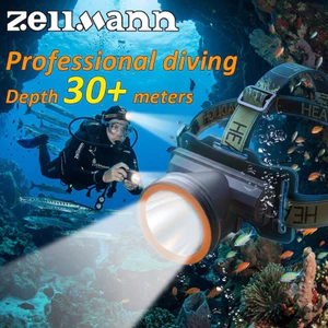 Zellmann 21700 Pin Lặn 30M + Đèn pha lặn chống nước siêu sáng chuyên nghiệp Dây tóc Laser trắng Đèn pha dưới nước để lặn cắm trại