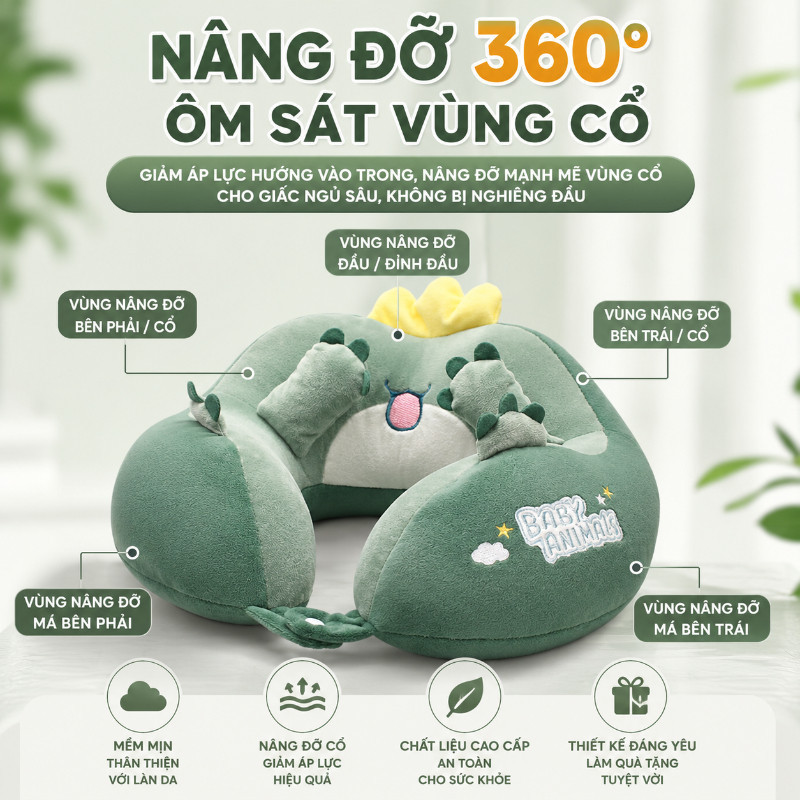 Gối Cổ Chữ U Kê Cổ Chống Đau Mỏi Vai Gáy,Thiết kế hình thú dễ thương,Phù Hợp Sử Dụng Tại Nhà Và Khi Đi Du Lịch