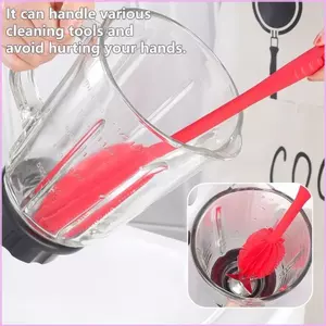 Bàn chải làm sạch silicon tay cầm dài Cinna có bàn chải làm sạch pipet tích hợp cho chai điều dưỡng Cốc và đồ dùng nhà bếp