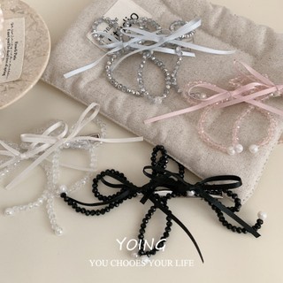 Yoing / Phong Cách Mới Pháp Handmade Đính Hạt Nơ Nhẹ Nhàng Lãng Mạn Phức Hợp Mỏ Vịt Kẹp Nữ