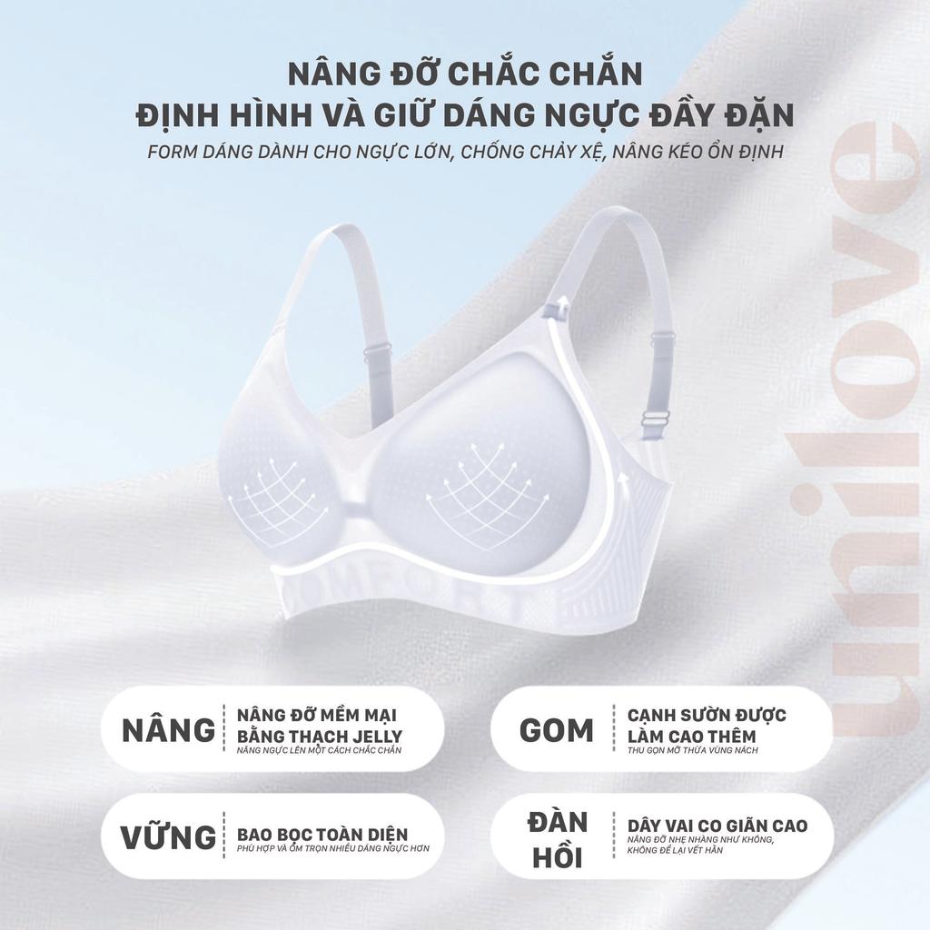 Bra Áo Lót Su Kem Nền Siêu Tàng Hình Thạch Jelly Nâng Ngực Chống Chảy Xệ Không Gọng Unilove 6609