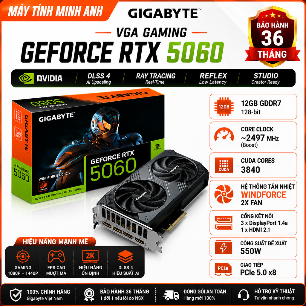 Card Màn Hình ASUS Dual GeForce RTX 5060 OC 8GB GDDR7 Chính Hãng | VGA RTX 5060 8G | Bảo Hành 36 Tháng | BigBuy360 - bigbuy360.vn