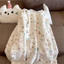 Đồ Ngủ Phong Cách Hot Live Mùa Đông Nữ Áo Cardigan Cổ Tròn Dày Dài Tay Flannel Bộ Đồ Mặc Nhà Nhung San Hô