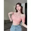 Pure Desire Sweet Hot Girl Áo thun ngắn tay cổ dây hai mảnh gợi cảm mùa hè Slim @