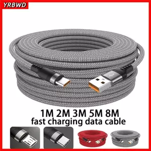 Cáp USB YRBWD TYPE C, Cáp sạc nhanh dệt màu đỏ / đen, Cáp sạc mở rộng dài 6A bền bỉ Sạc điện thoại