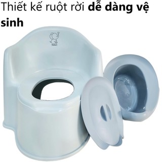 Bô gấu HOKORI nhựa VIỆT NHẬT cao cấp cho bé đi vệ sinh - Có tựa lưng, nắp, ruột tháo rời - Chính hãng 5458+5460