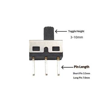 ASI SS12D10G3 10 Chiếc 2 Vị Trí 3 Pin Chuyển Đổi Công Tắc Dọc 1P2T Thẳng Cho Tạo Mẫu Thí Nghiệm Ban ONG