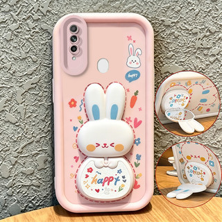Ốp Lưng Cho OPPO A31 2020 Vỏ Điện Thoại Vỏ Mềm Silicon Chống Sốc Gương Thẩm Mỹ Mới Có Giá Đỡ 360° Xoay thỏ dễ thương màu hồng cho bé gái JTXCEZJ3
