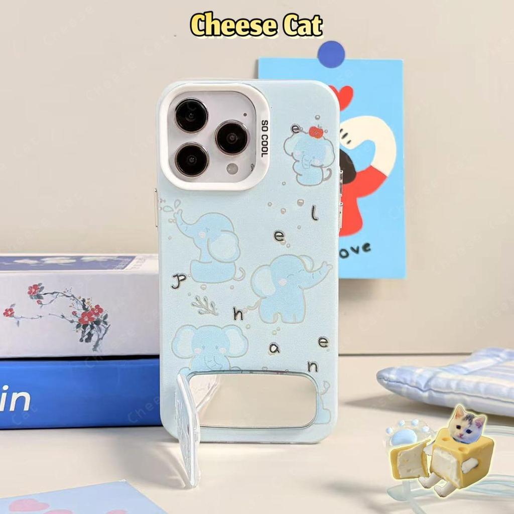Ốp lưng điện thoại gương voi màu xanh cho iPhone 17 16 15 14 Plus 13 12 11 Pro Max XR Xs Max 7 Plus