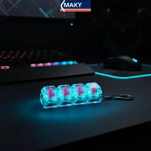 MAKY 4 phím Nút giảm áp màu Móc khóa Đồ chơi căng thẳng Mặt dây chuyền Bàn phím Mini để giảm lo âu Phụ kiện bàn làm việc văn phòng VN